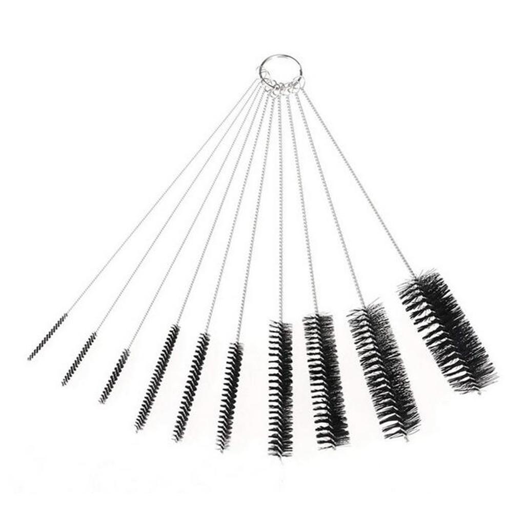 10pcs Bottle Brushes Coffee Machines Pipes Tubes Nylon Cleaning Brush Set