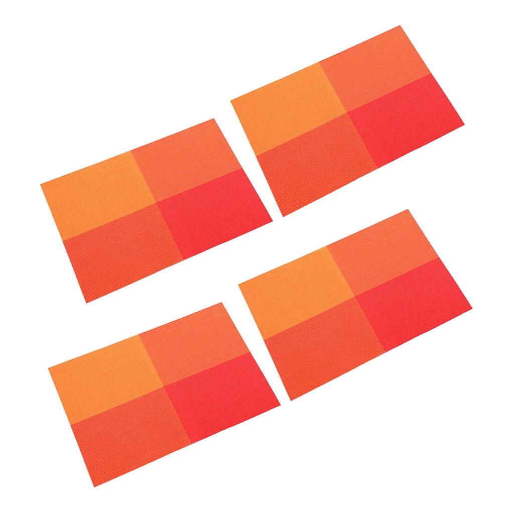 4pcs Anti-slip Table Mat Heat Pad Coaster Kitchen Dining Placemat Orange