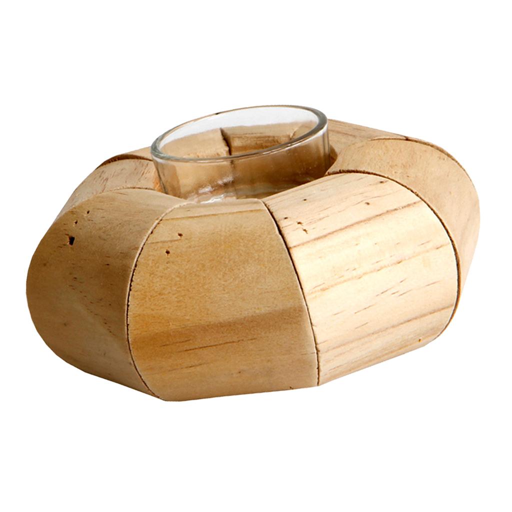 Wooden Home Candle Holder Antique Wood Tea Light Display Candleholder A