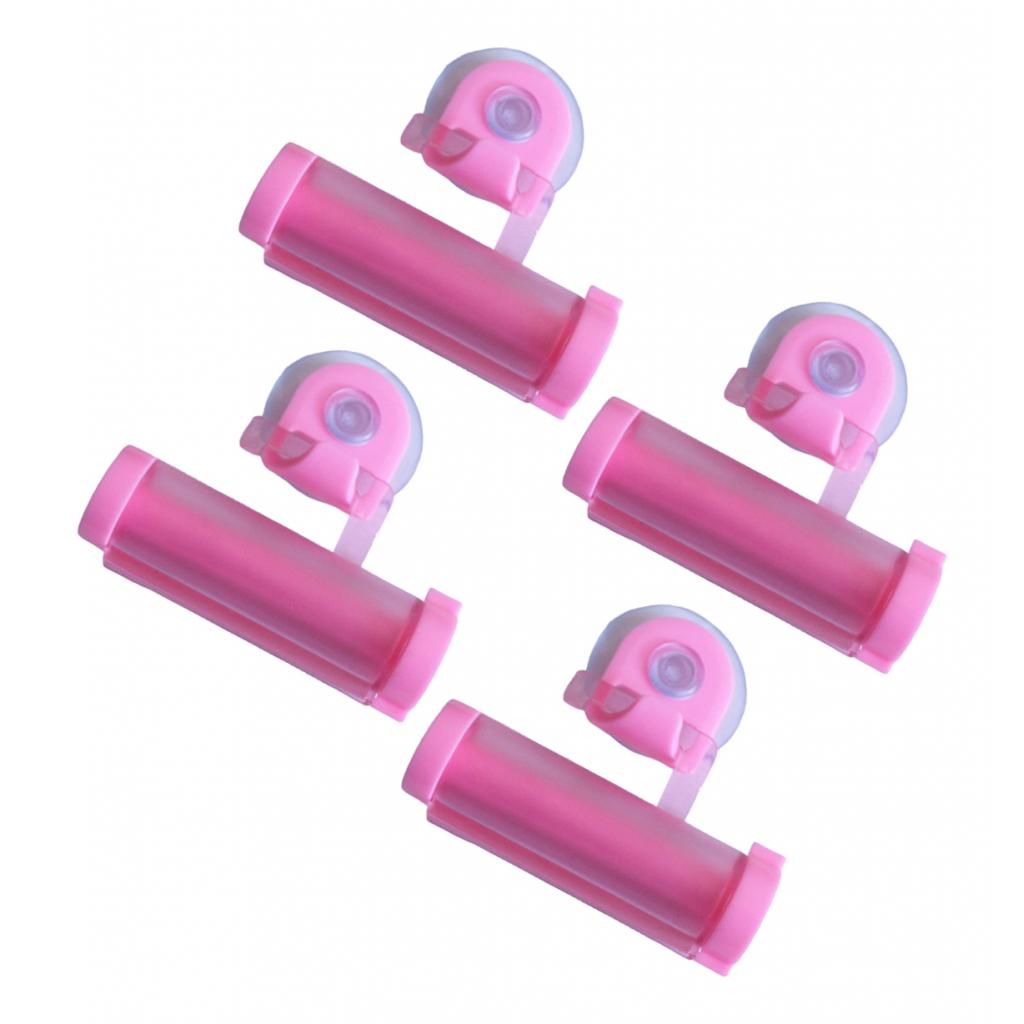 4pcs/set Mini Bathroom Toothpaste squeezer Easily install on the Wall Pink