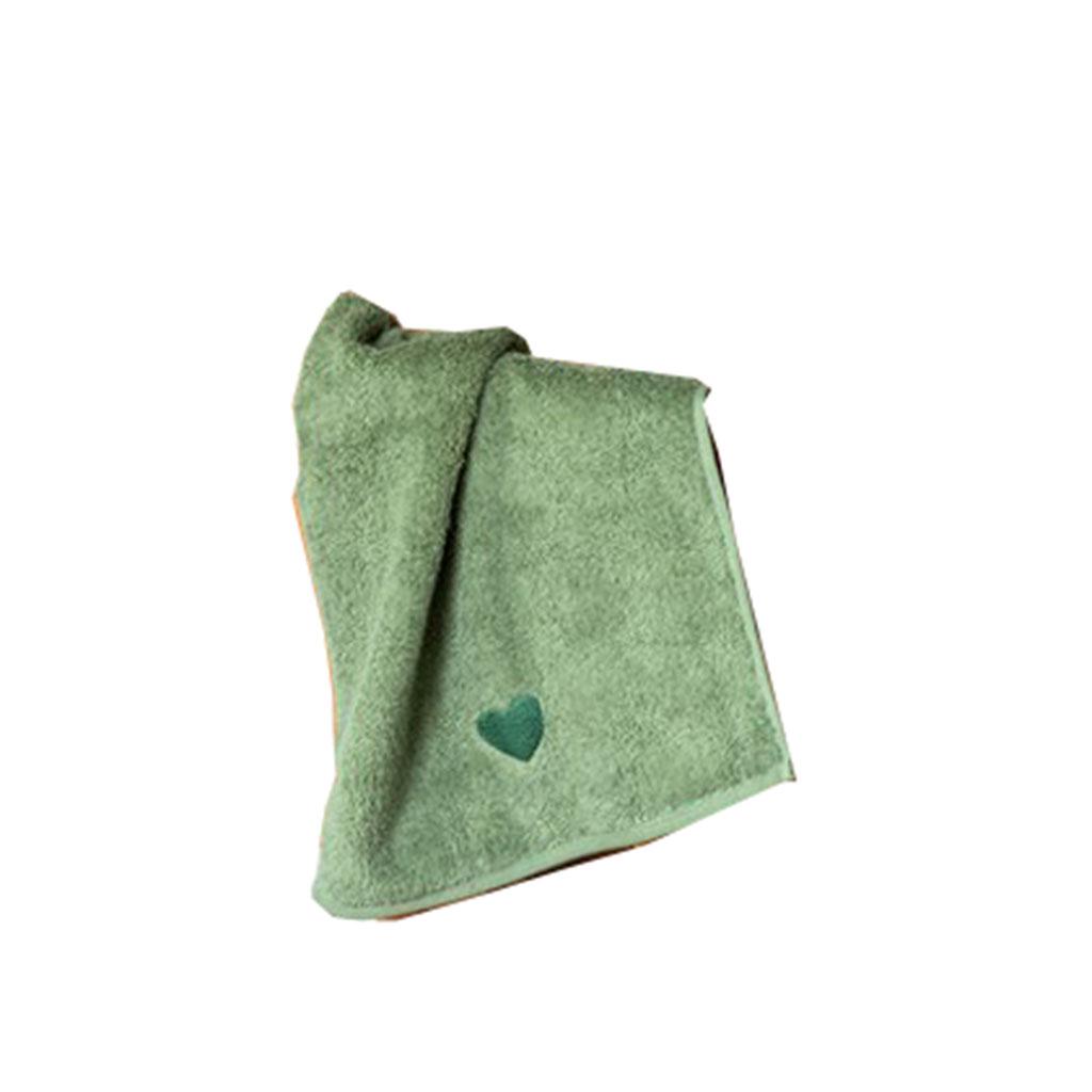 Small Fresh Love Heart Embroidery Pure Cotton Towel Bath Towel Green