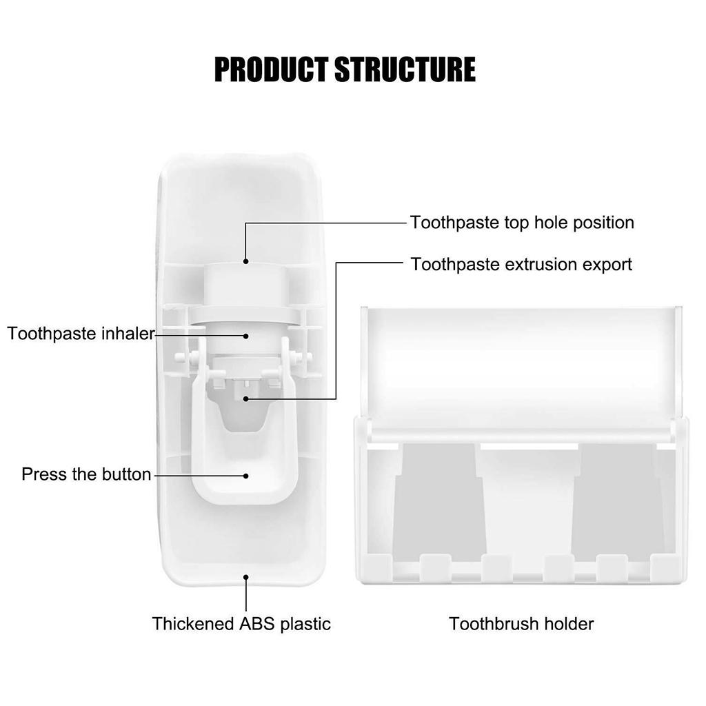 Plastic Automatic Toothpaste Dispenser 5-Toothbrush Holder Home Bathroom Kit