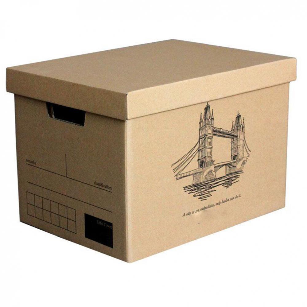 50L Collapsible Cardboard Packing Moving Box with Lid and Handle