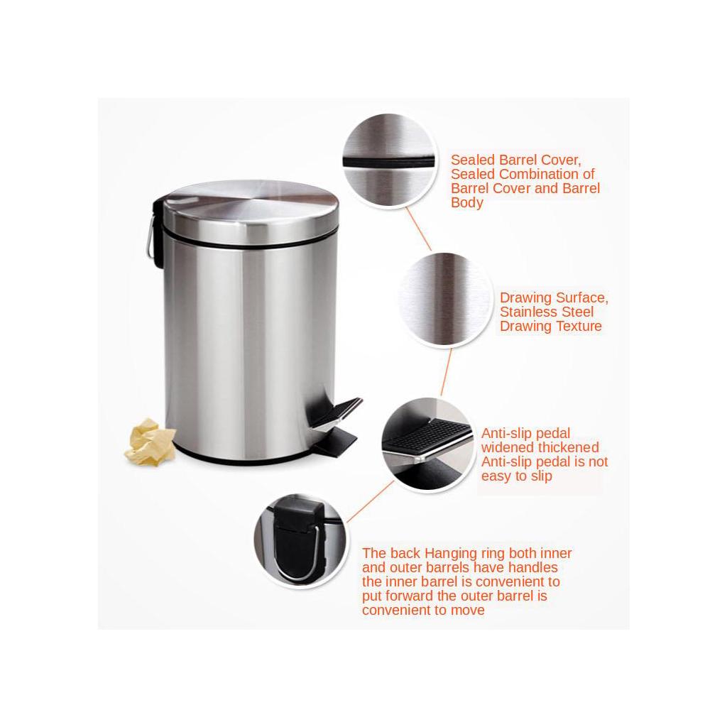 Family 8L Leakage Proof Round Barrel Foot-operated Trash Can Ordinary