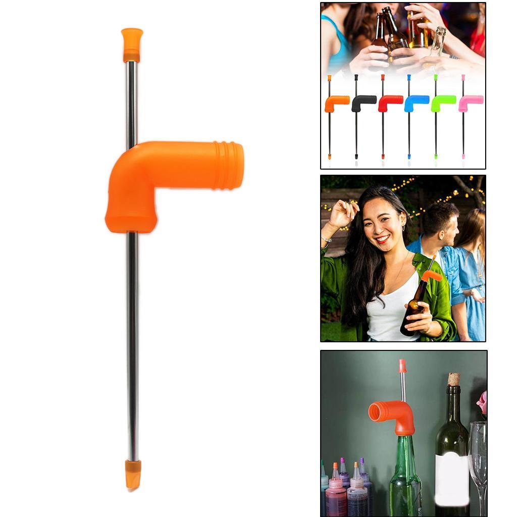 Beer Snorkel Dispenser Drink Bong Funnel Party Straw Tool Orange