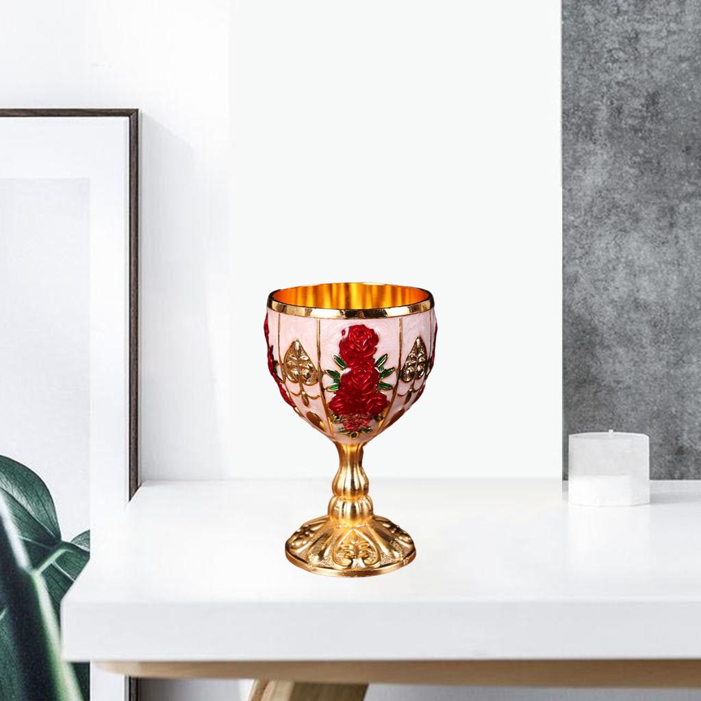 Wine Goblet Wine Embossed Cup Elegant Cup Glass Drinkware Gold Red