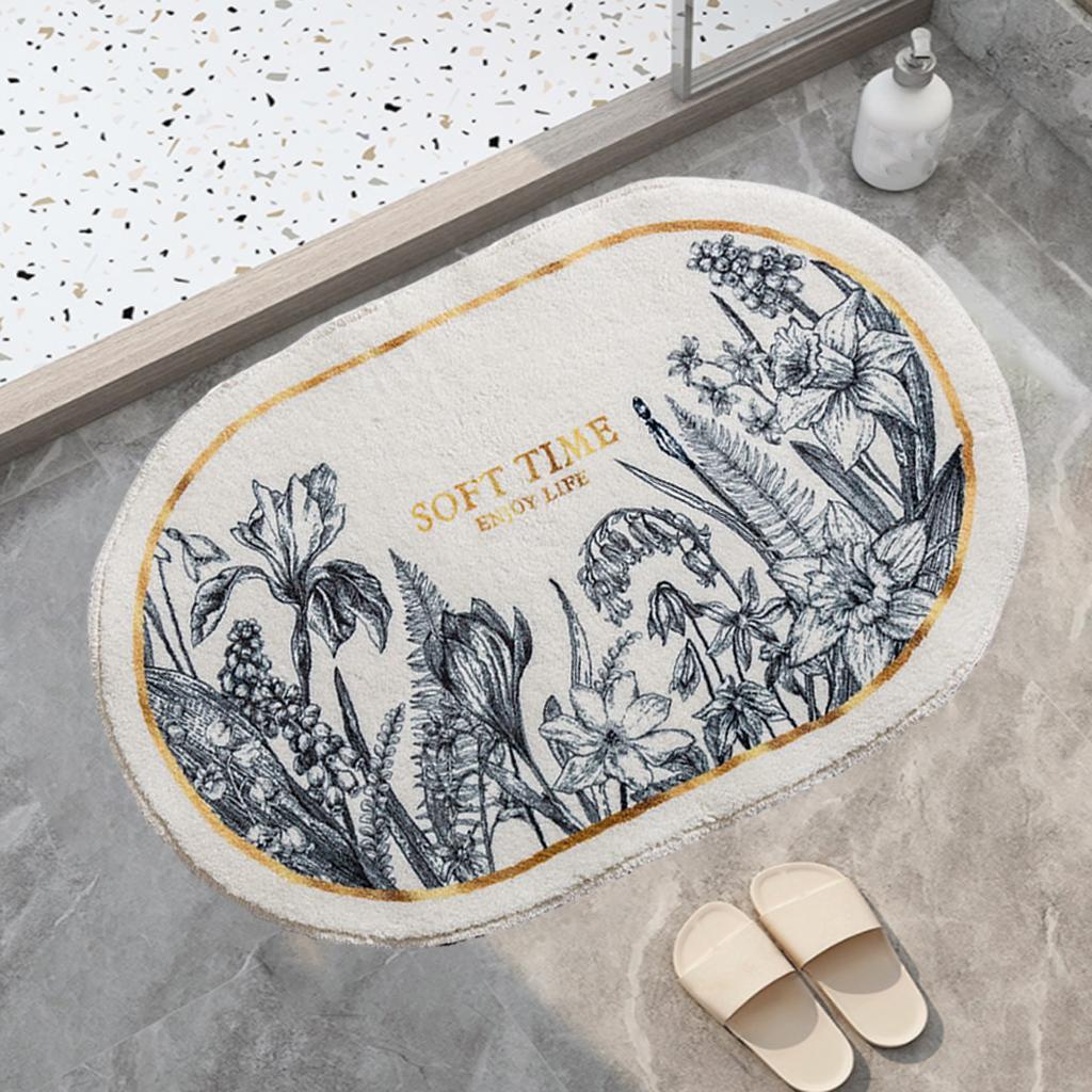 Bathroom Rugs Water Absorbent Floor Bath Mat Carpet Planter Oval