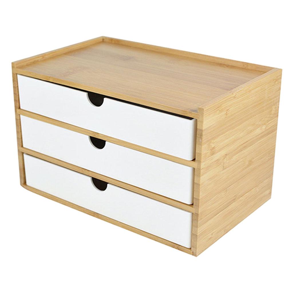 Bamboo Desktop Storage Drawer White
