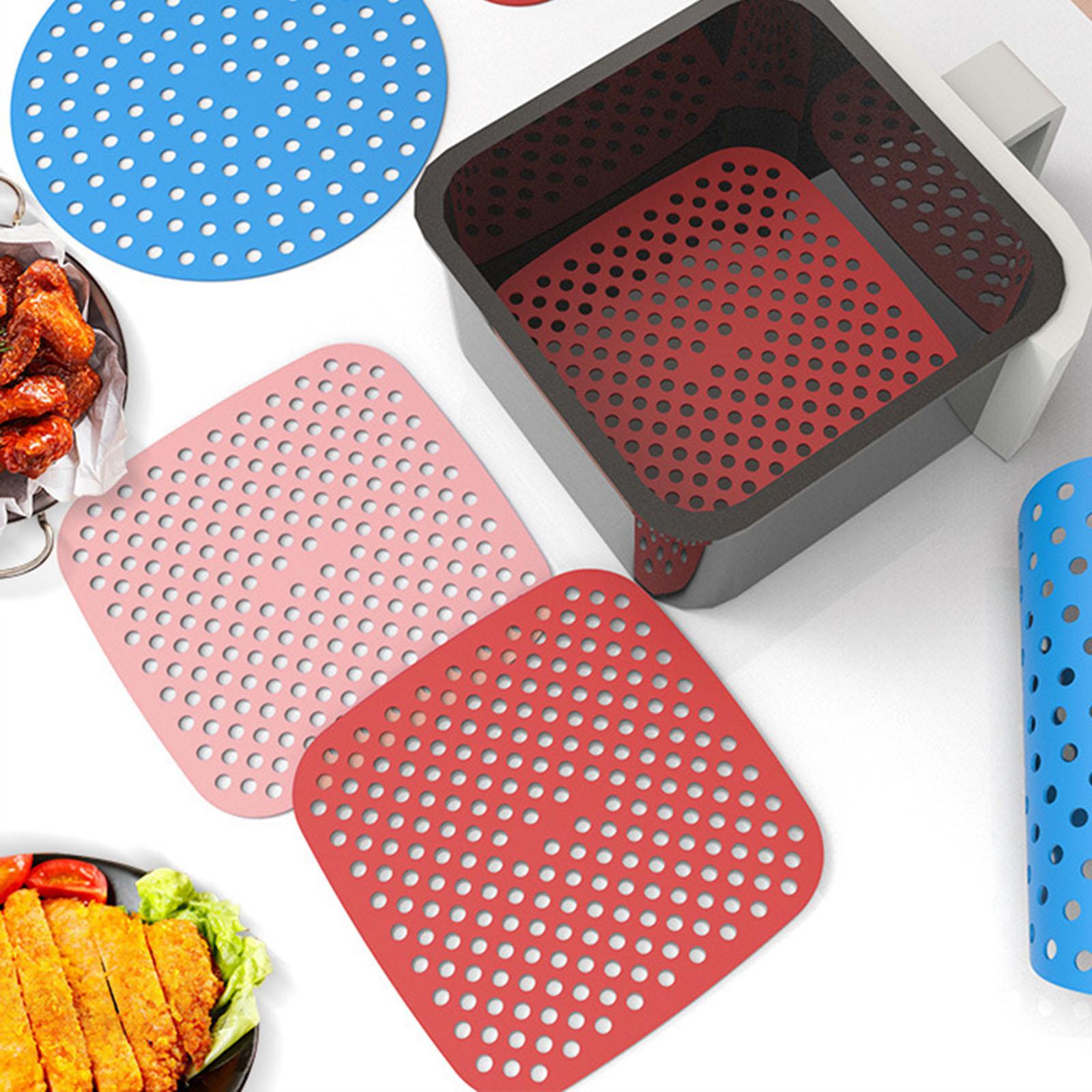 Silicone Air Fryer Liner Non Stick Steamer Pad  9in Round Blue