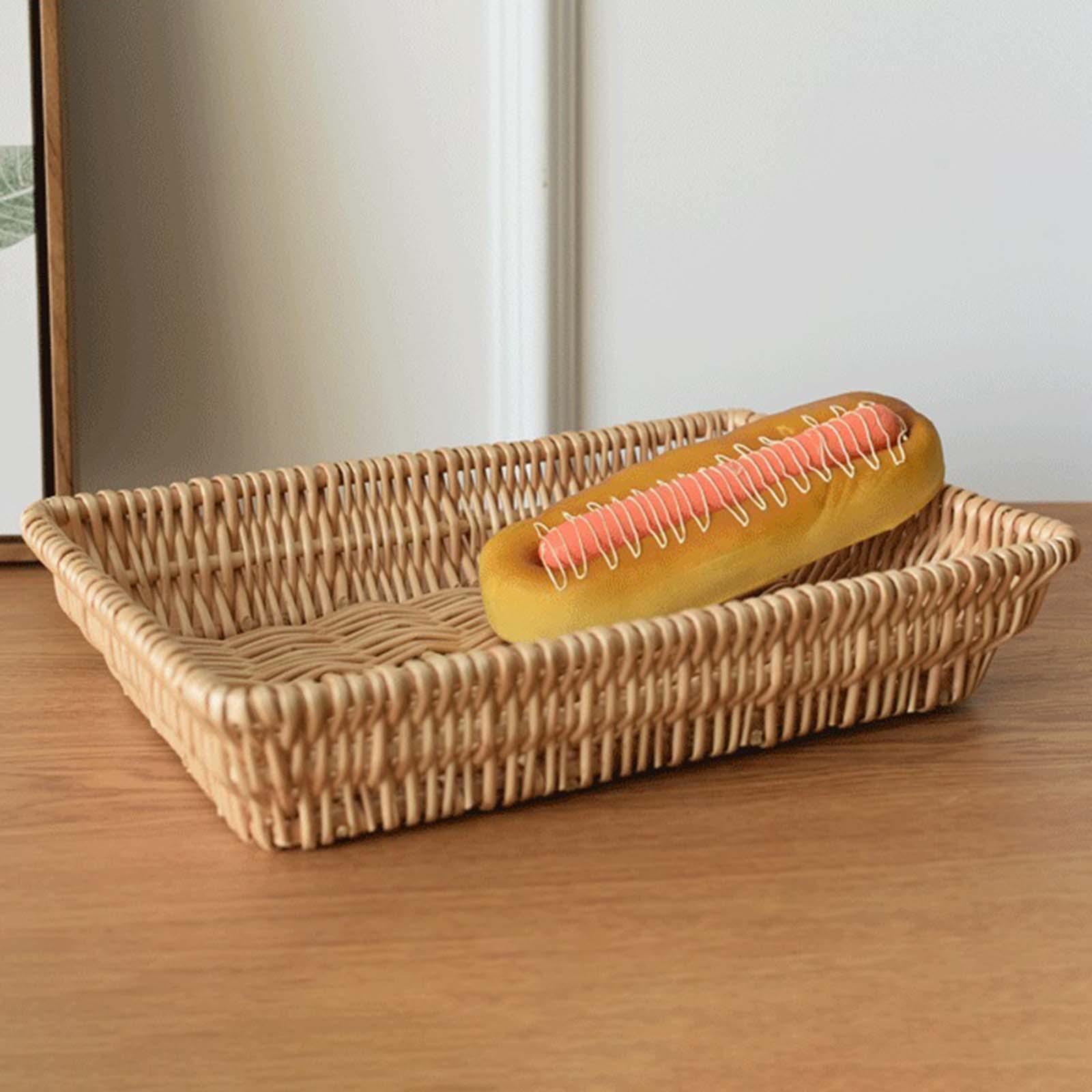 Wicker Baskets Food Snacks Container for Kitchen Dining Restaurant 30x20x6cm