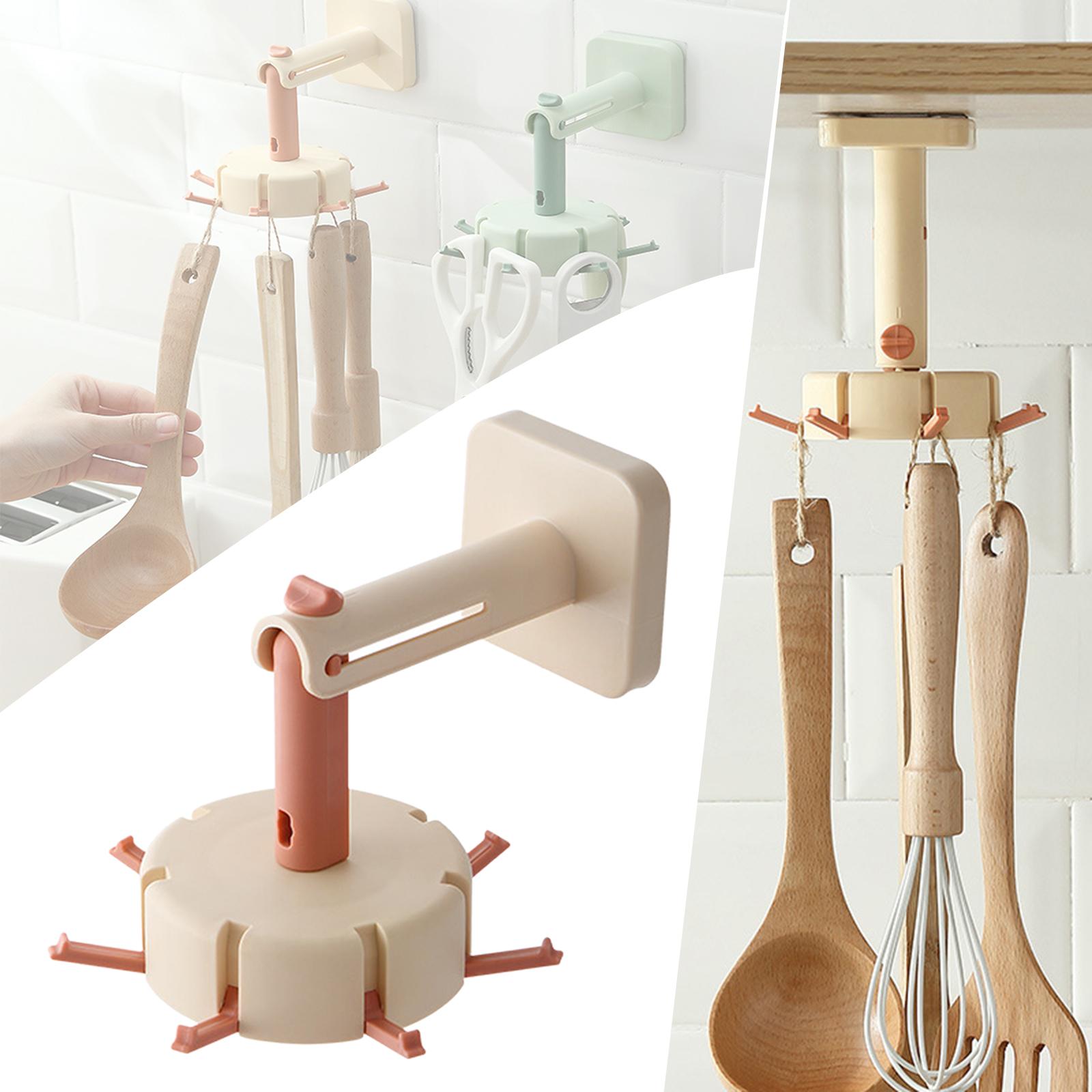 Wall Mounted Rotating Utensils Hooks Cooking Tools for Knives Bathroom pink 