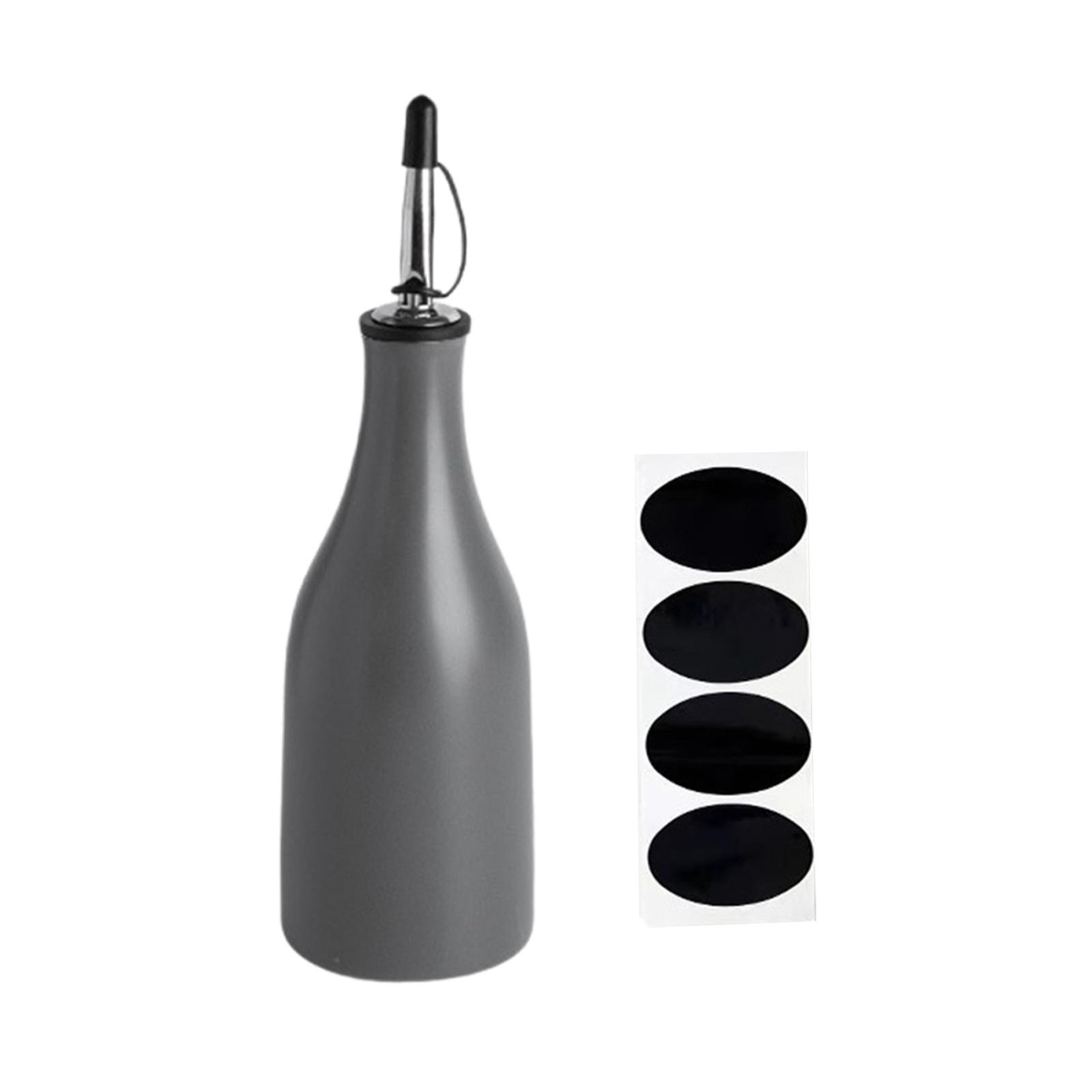 Cooking Oil Bottle Ceramic Large Capacity 300ml Shoyu Sauce Dispenser Bottle Gray