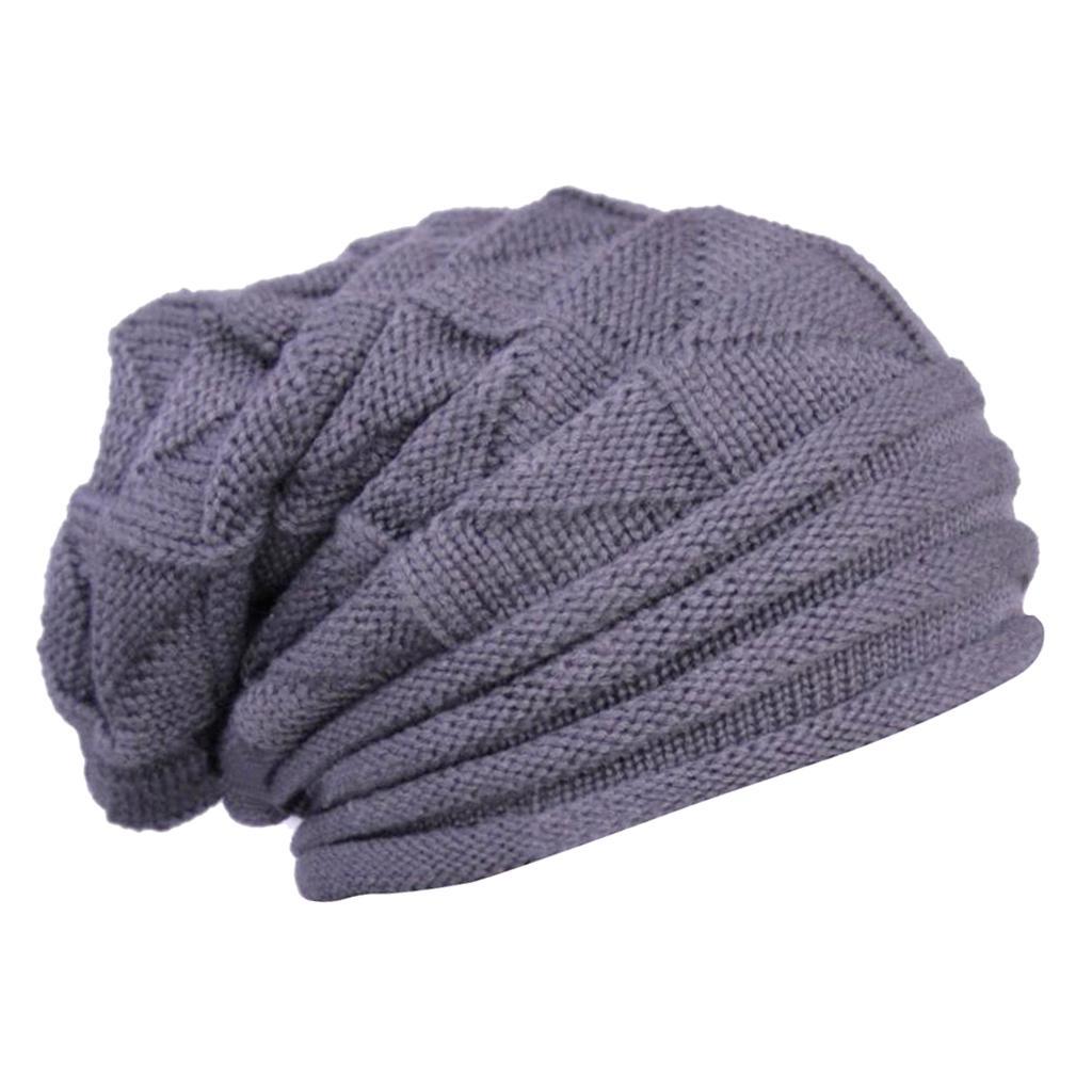 Unisex Men Women Knitted Floppy Slouch Beanie Hat Chunky Outdoor Winter