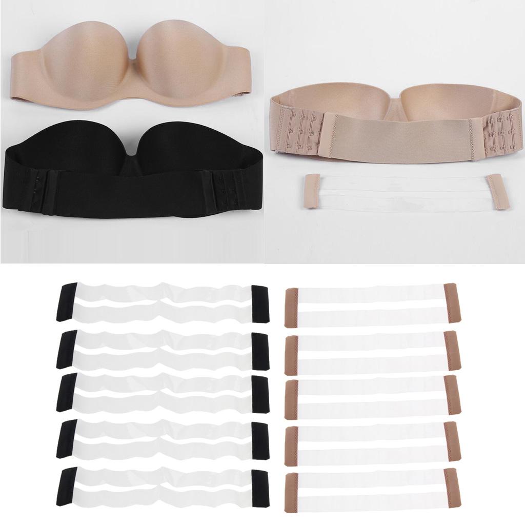 5x Clear Invisible Womens Bra Extender 3 Hook Bra Extension Underwear Straps Skin Color