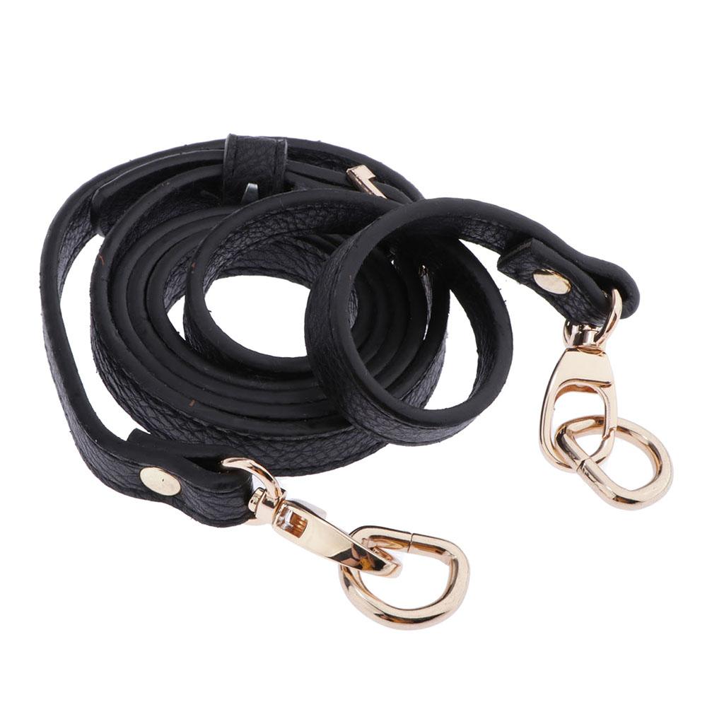 Adjustable Leather Bag Strap Replacement for Bag Making Black- Gold Buckle