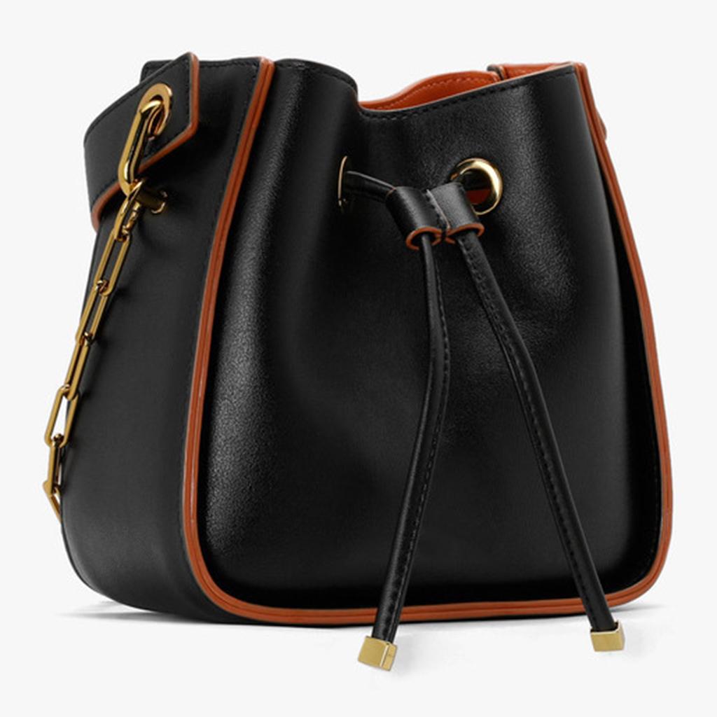 Leather Drawstring Replacement Strap for Bucket Bag Handbag Black