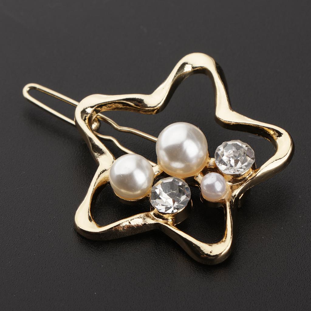 Simple Pearl Hairpin Clip Gold Hair Snap Clamp Hair Accessories Star