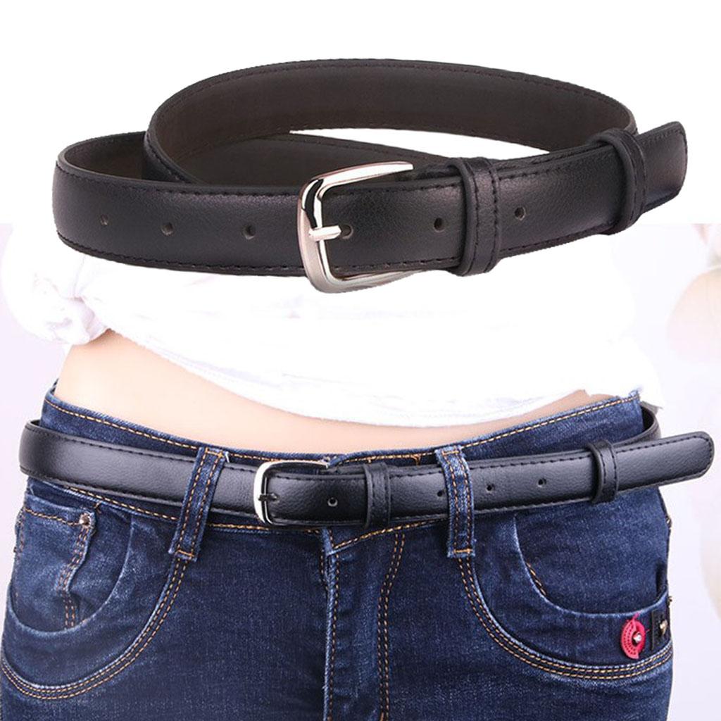 Womens Fashion Casual Belt PU Leather Waist Belt Single Prong Buckle 90cm