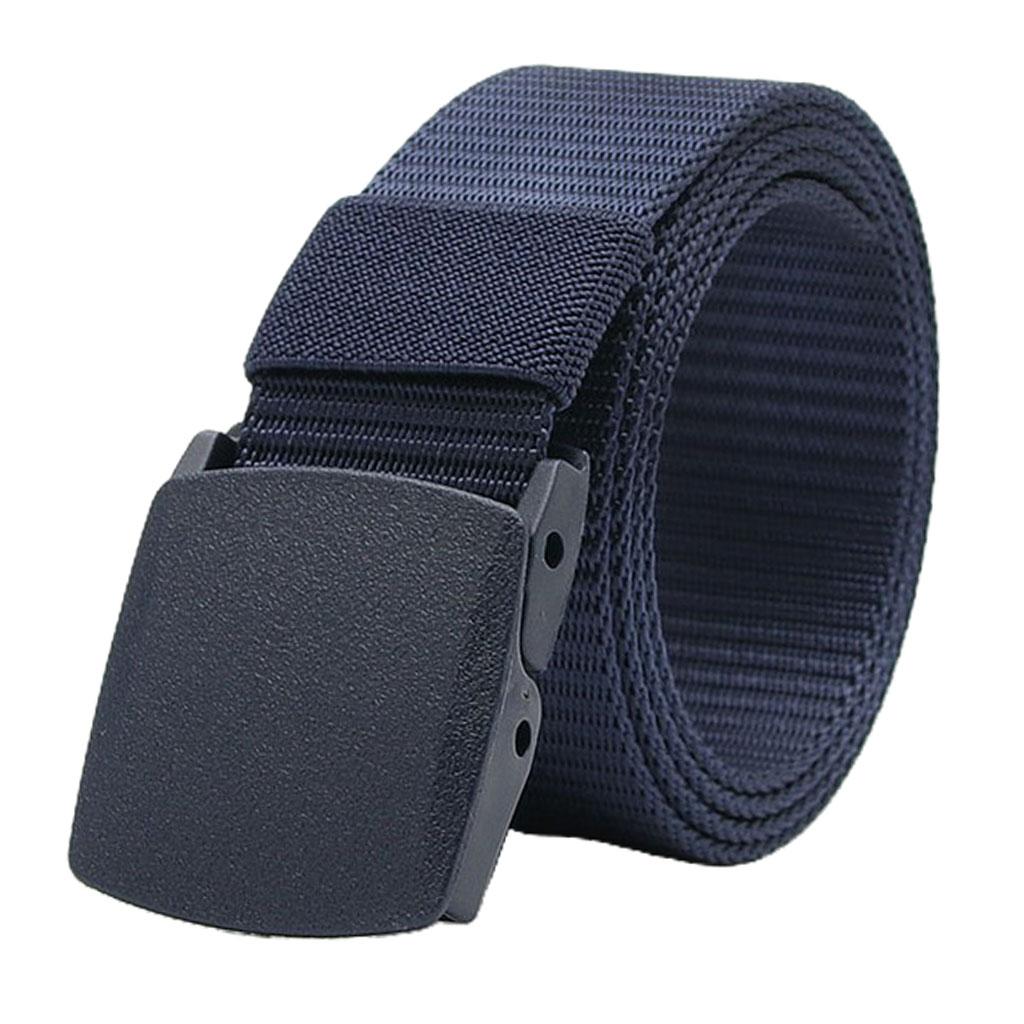 Outdoor Breathable Men Nylon Waist Belt Slide Buckle Dark Blue