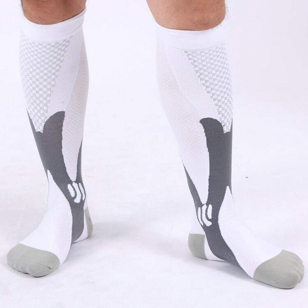 1Pair Compression Socks Knee High Stockings Sleeve Sneaker Socks White S-M