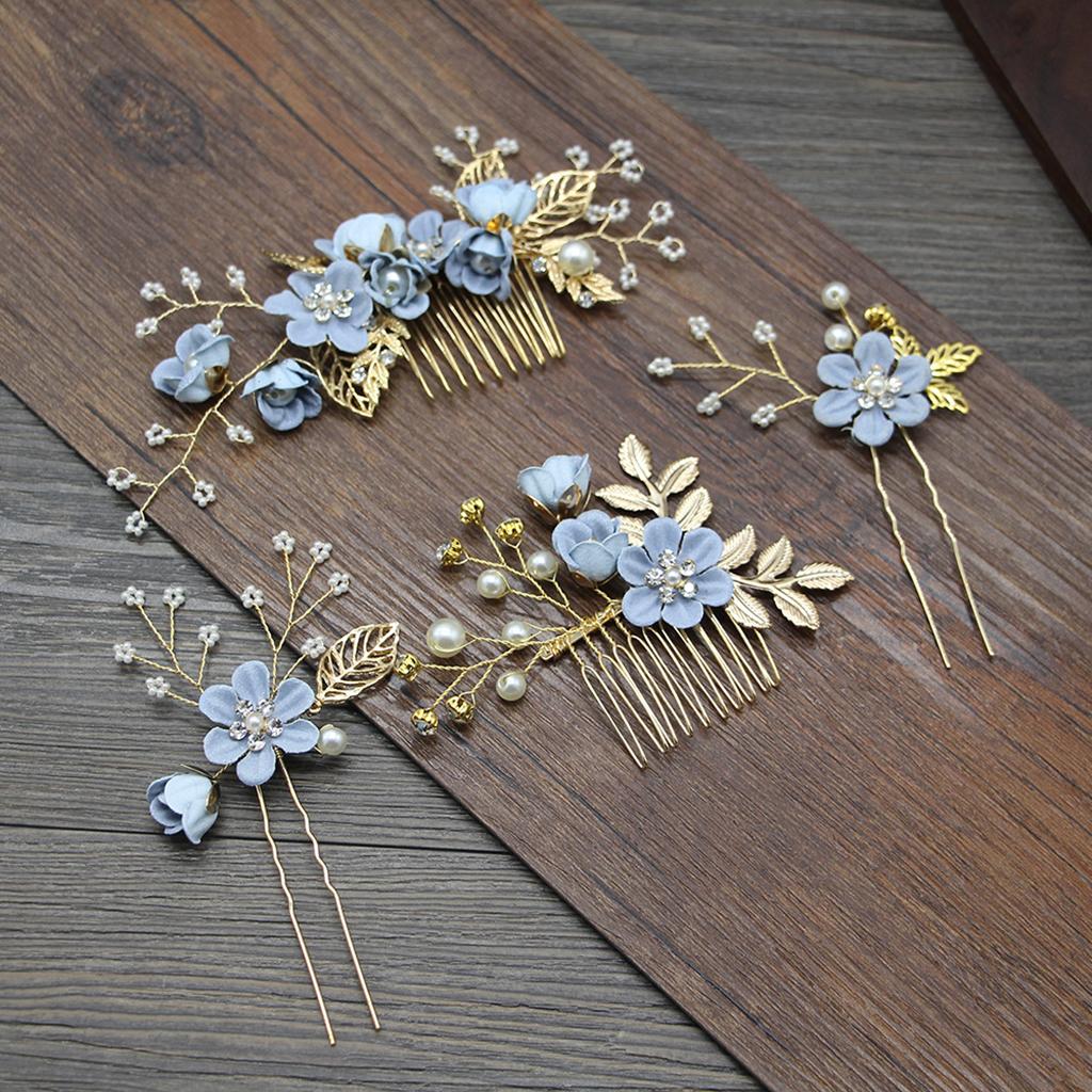 Hair Side Combs Set Hair Pins Hair Accessories Wedding Headpiece Blue