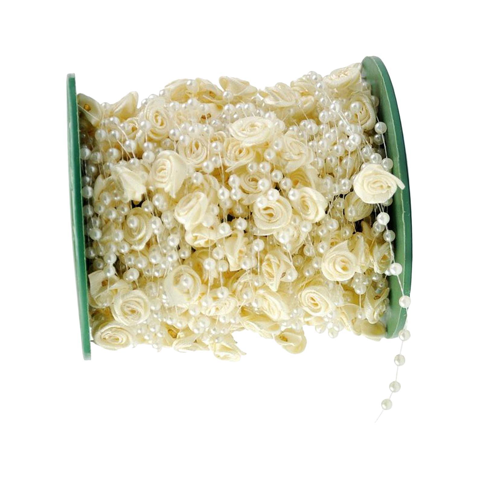 Pearl Garland Beads Chain Trim DIY Wedding Bride Craft Accessories Beige