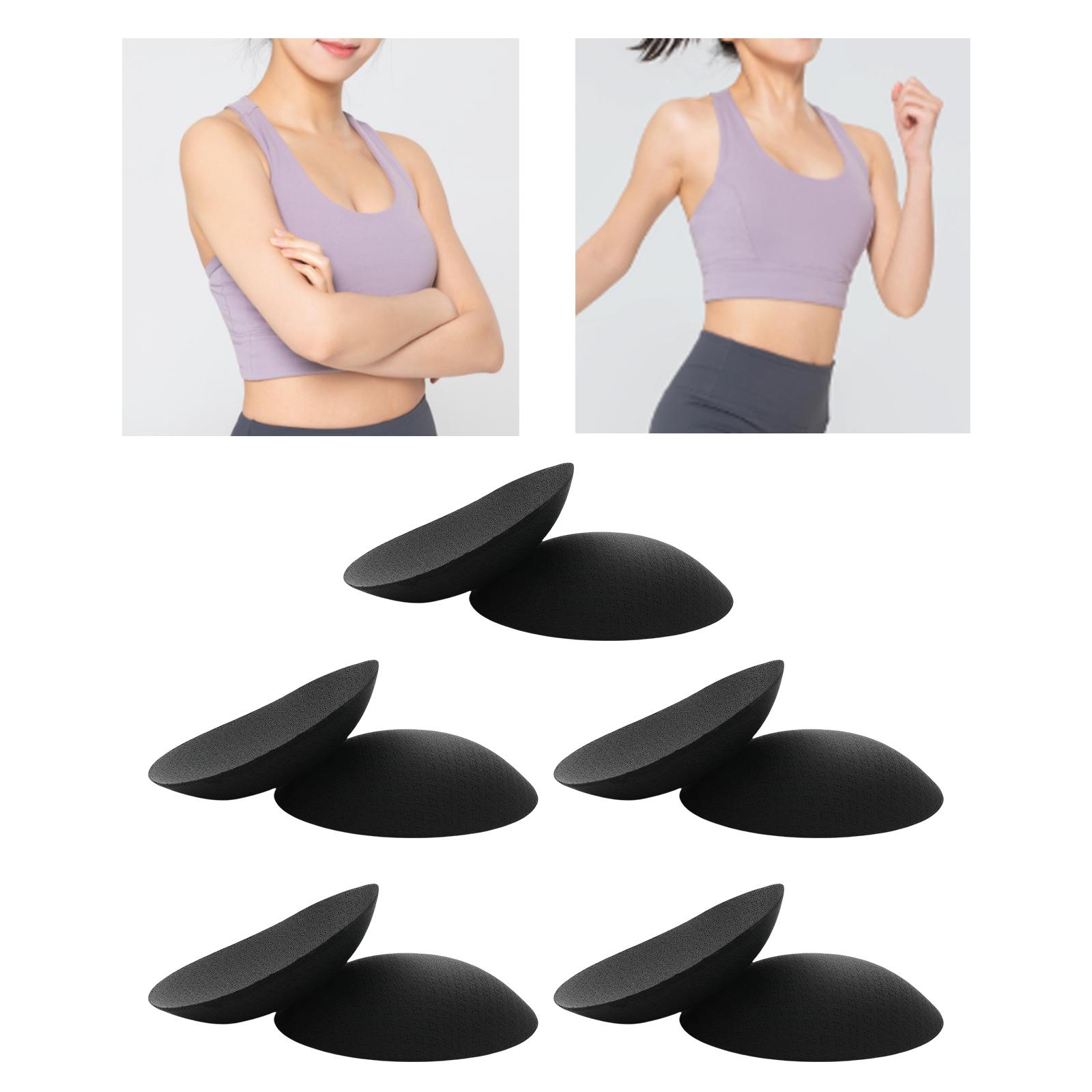 5Pairs Womens Bra Inserts Pads Soft Swimsuit Padding Inserts Breast Cups Black