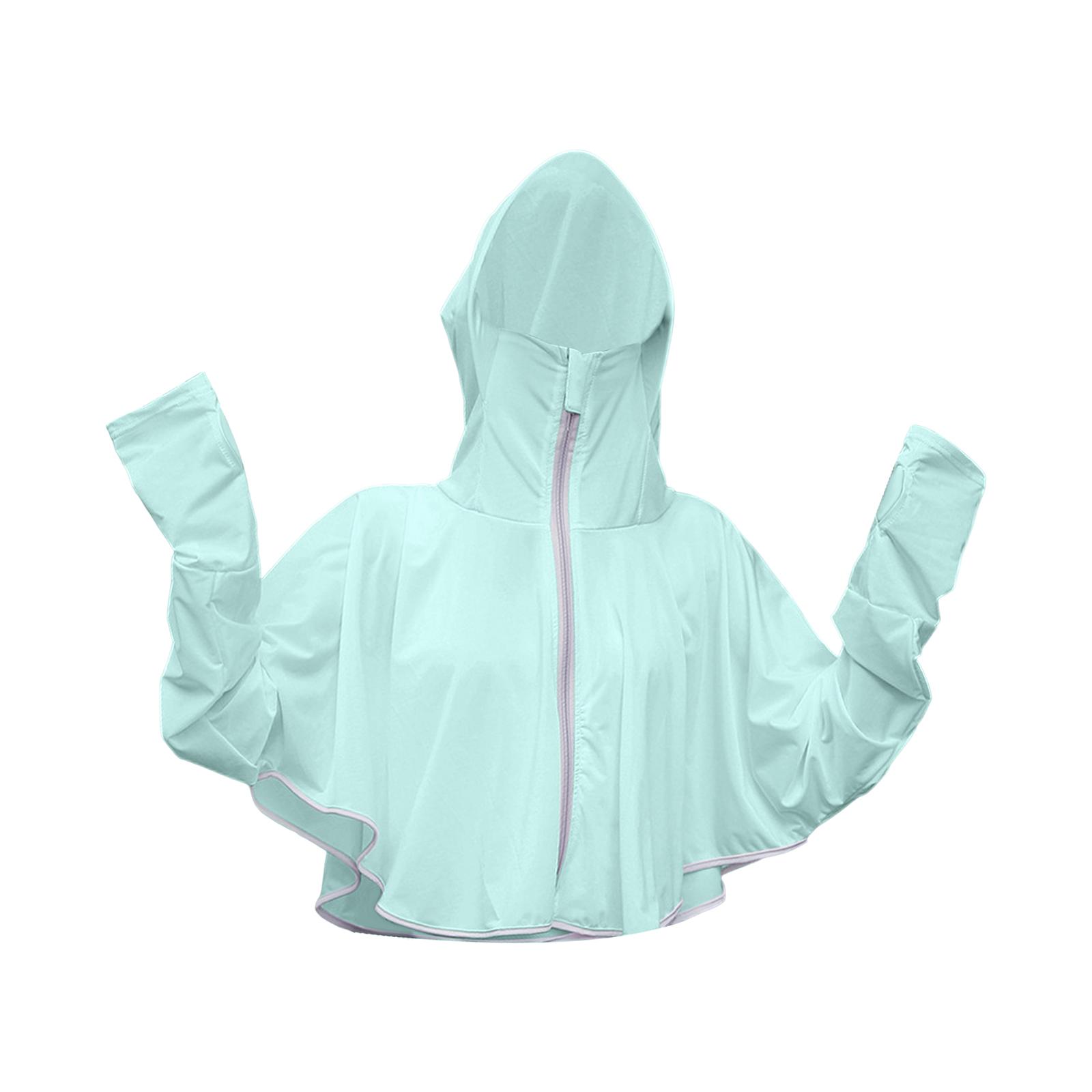 Woman Hoodie Full Zip Cooling Shirts Summer Sunscreen Clothes Zipper Closure Green