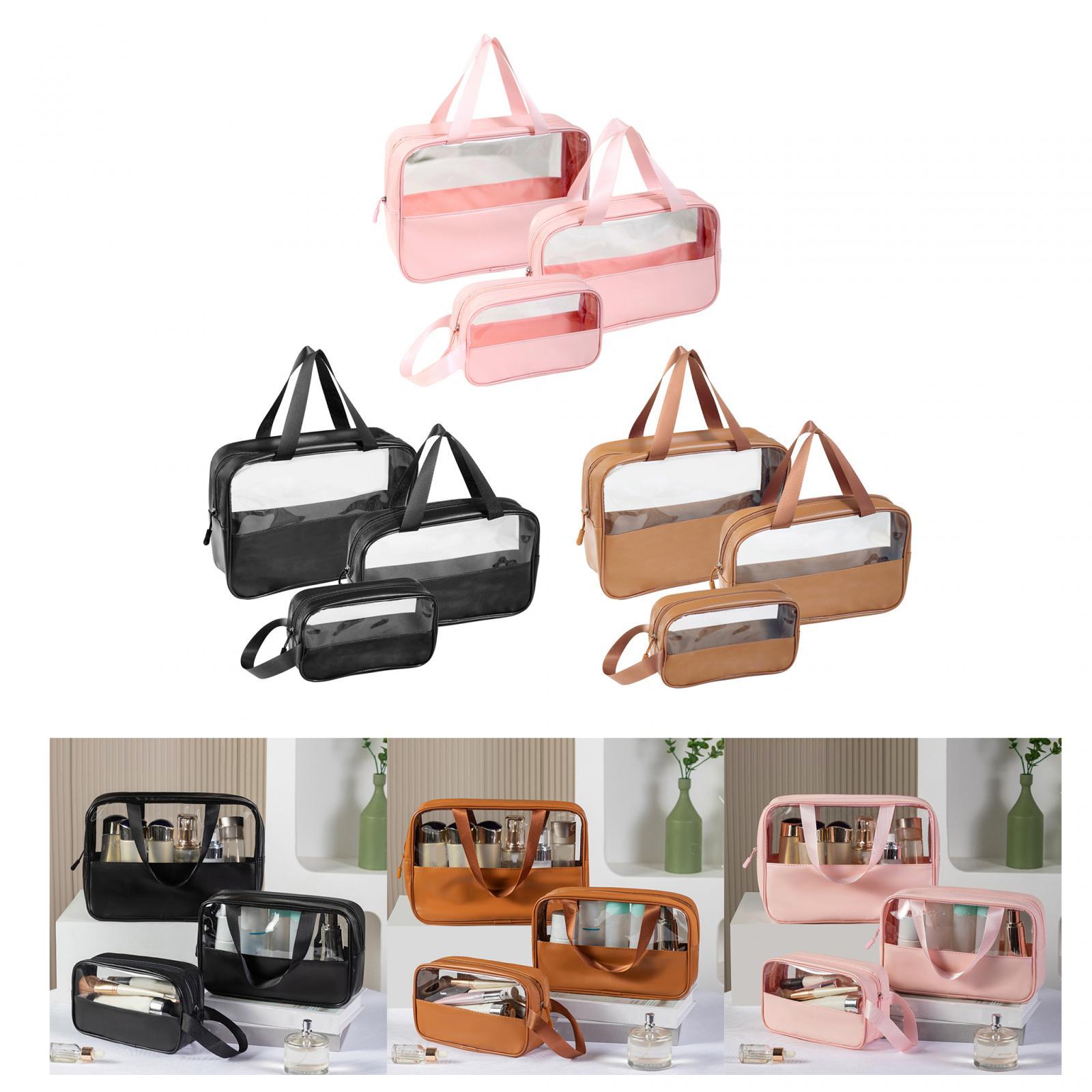 3x Women Makeup Bag Women Cosmetic Bag Waterproof Multifunction Toiletry Bag Black