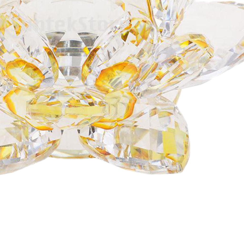 Large Crystal Lotus Flower Ornament with Gift Box, Feng Shui Decor