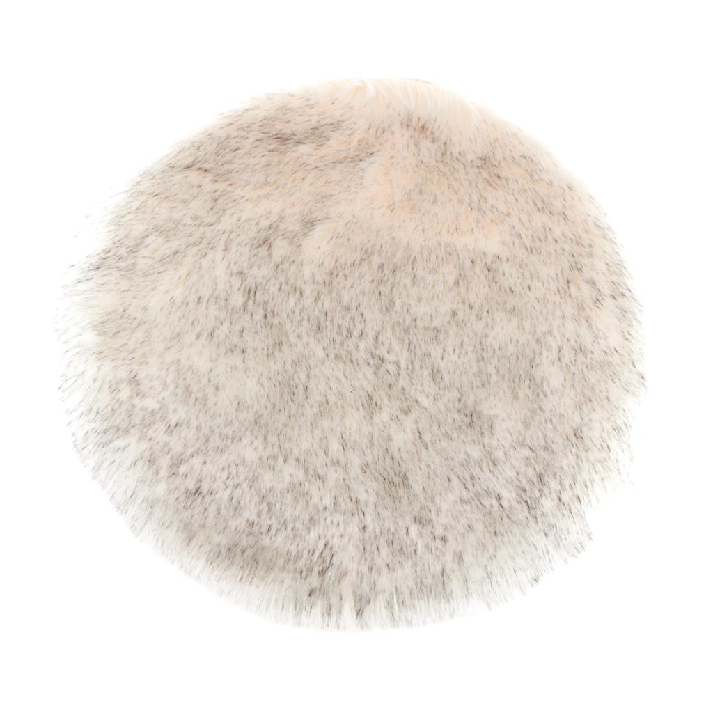 Fluffy Faux Fur Seat Cushion Pad Artificial Sheepskin Mat White Gray 35cm