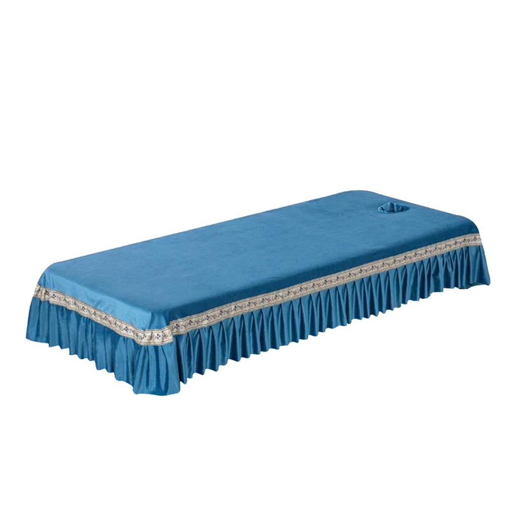 Reusable SPA Massage Bed Sheet Cover with Face Breath Hole Light Blue