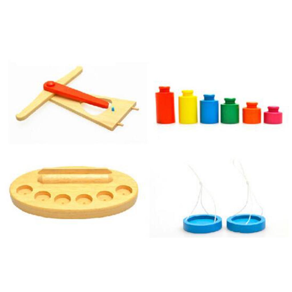 Montessori Wooden Balance Beam Scale Toy Kids Balancing Game Toy Set