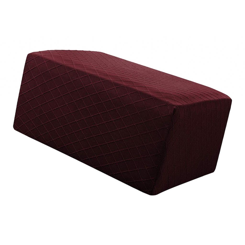 Storage Ottoman Stool Cover Footstool Stretch Grid Slipcover Wine Red