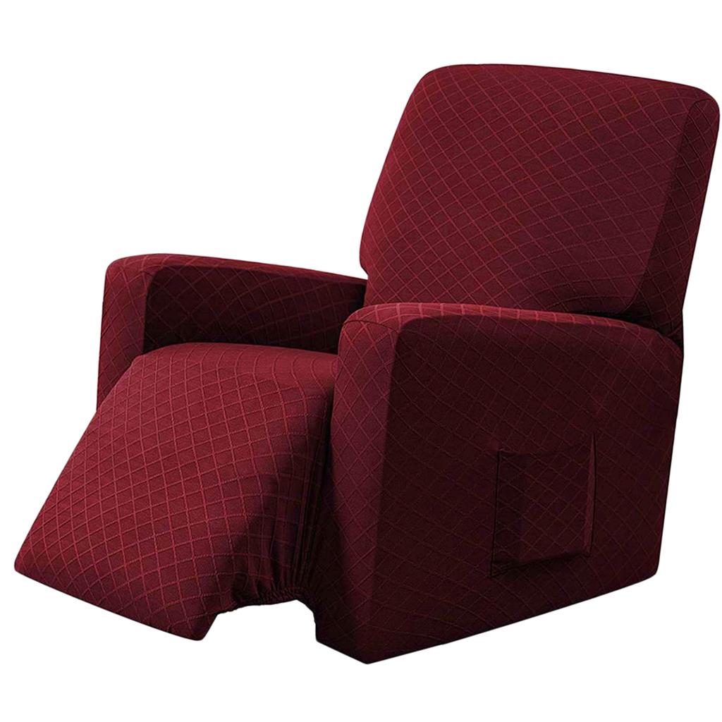 Elastic Recliner Sofa Cover Non Slip Soft Armchair Slipcover Wine Red