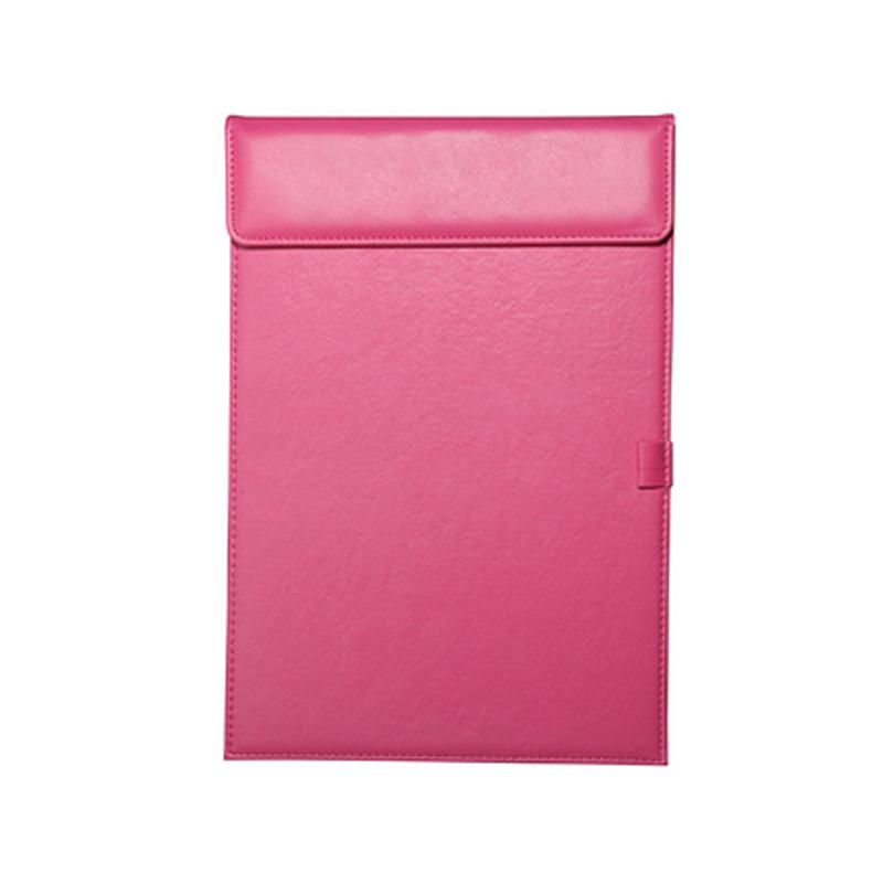 PU Leather A4 Clipboard Tablet Writting Pad Pen Clip Rose Red