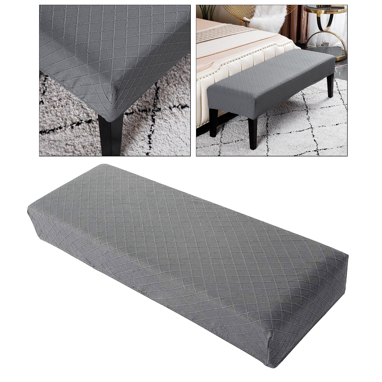 Bench High Stretch Slipcover Dining Room Bench Seat Cushion Cover Light Gray