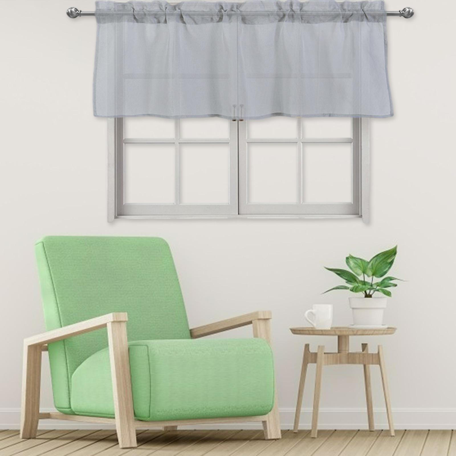 3xSoft Valances Rod Pocket Drapes Polyester for Balconies Bedroom Bathroom grey