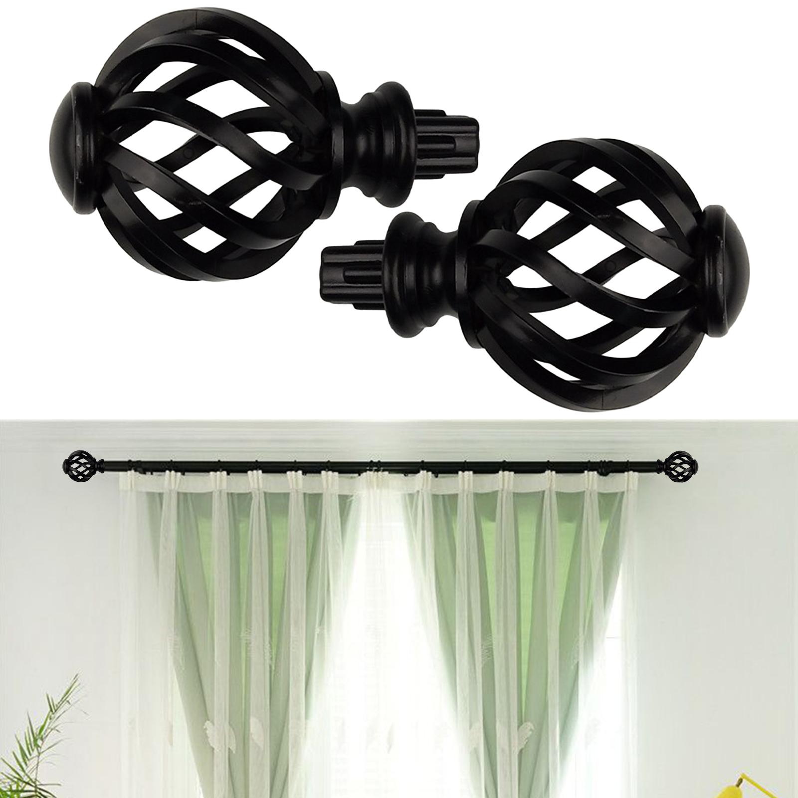 2Pairs Curtain Rod Finials 3/4 inch Black Hollow Out and Brown