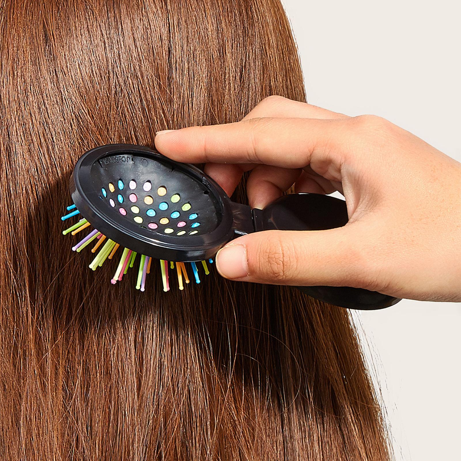 Comb with Mirror Round Small Mirror Comb Round Travel Hair Brush with Mirror Black