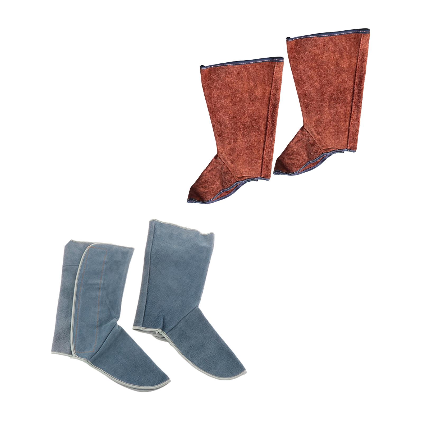 2x1 Pair Welding Protective Shoes Feet Cover Fire Flame Resistant Brown