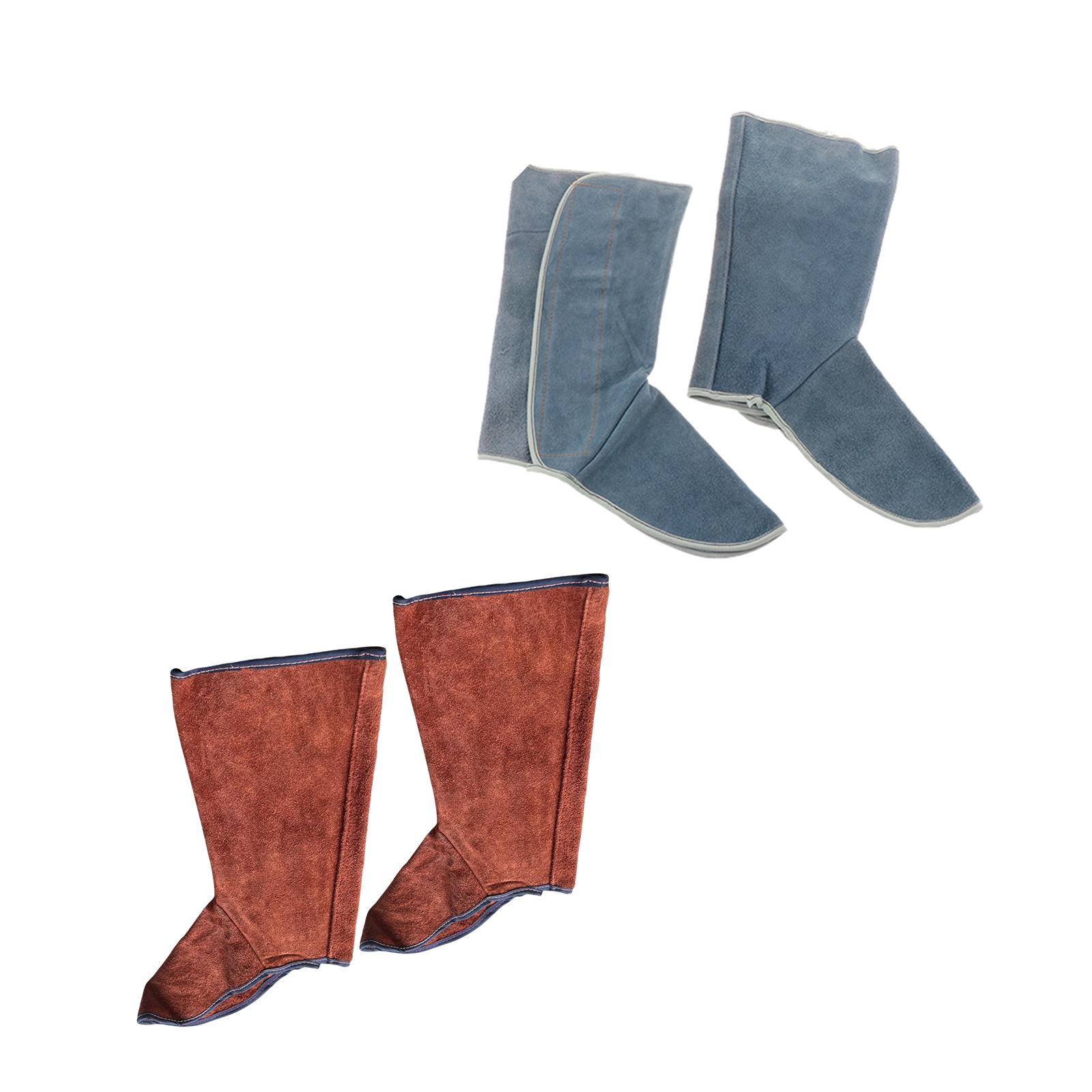 1 Pair Welding Protective Shoes Feet Cover Fire Flame Resistant Brown