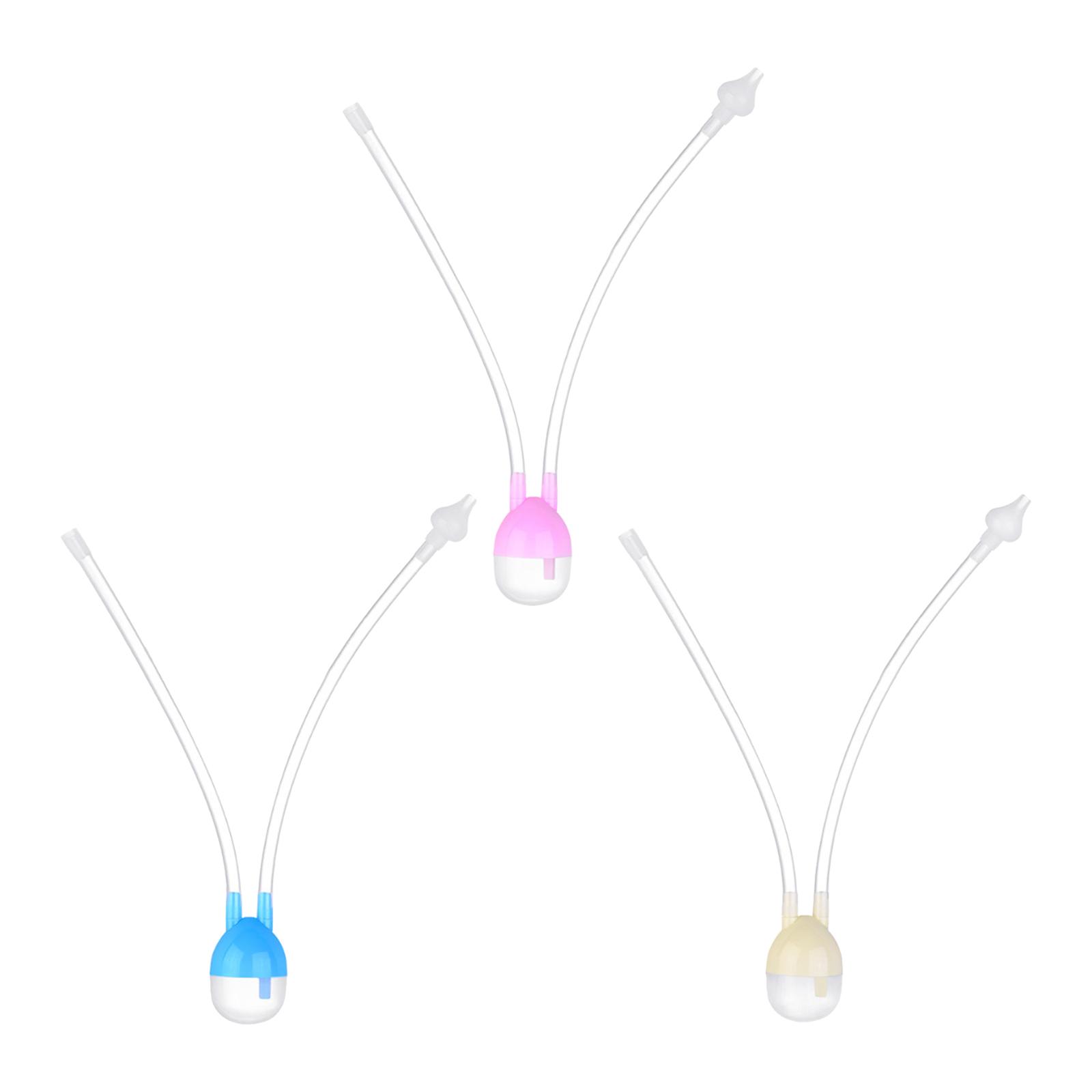 3xBaby Nasal Aspirator Nose Suction Clean Tool Soft Anti Reflux  Pink