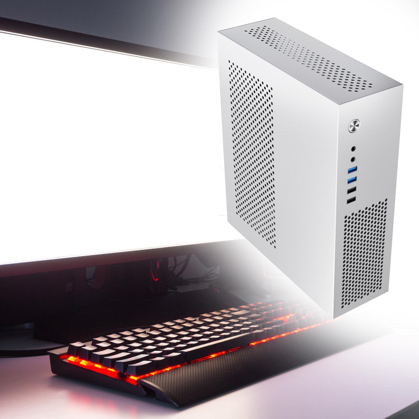 Computer Case Metal Wall Mounted Placement Desktop for mATX24x24 Motherboard Argent