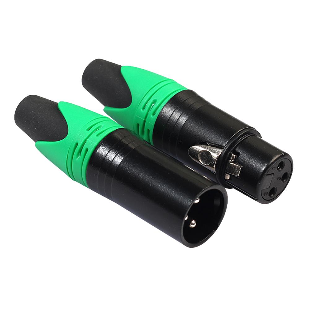 3 Pin XLR Connectors Male and Female Microphone Mic Cable Adapter Green