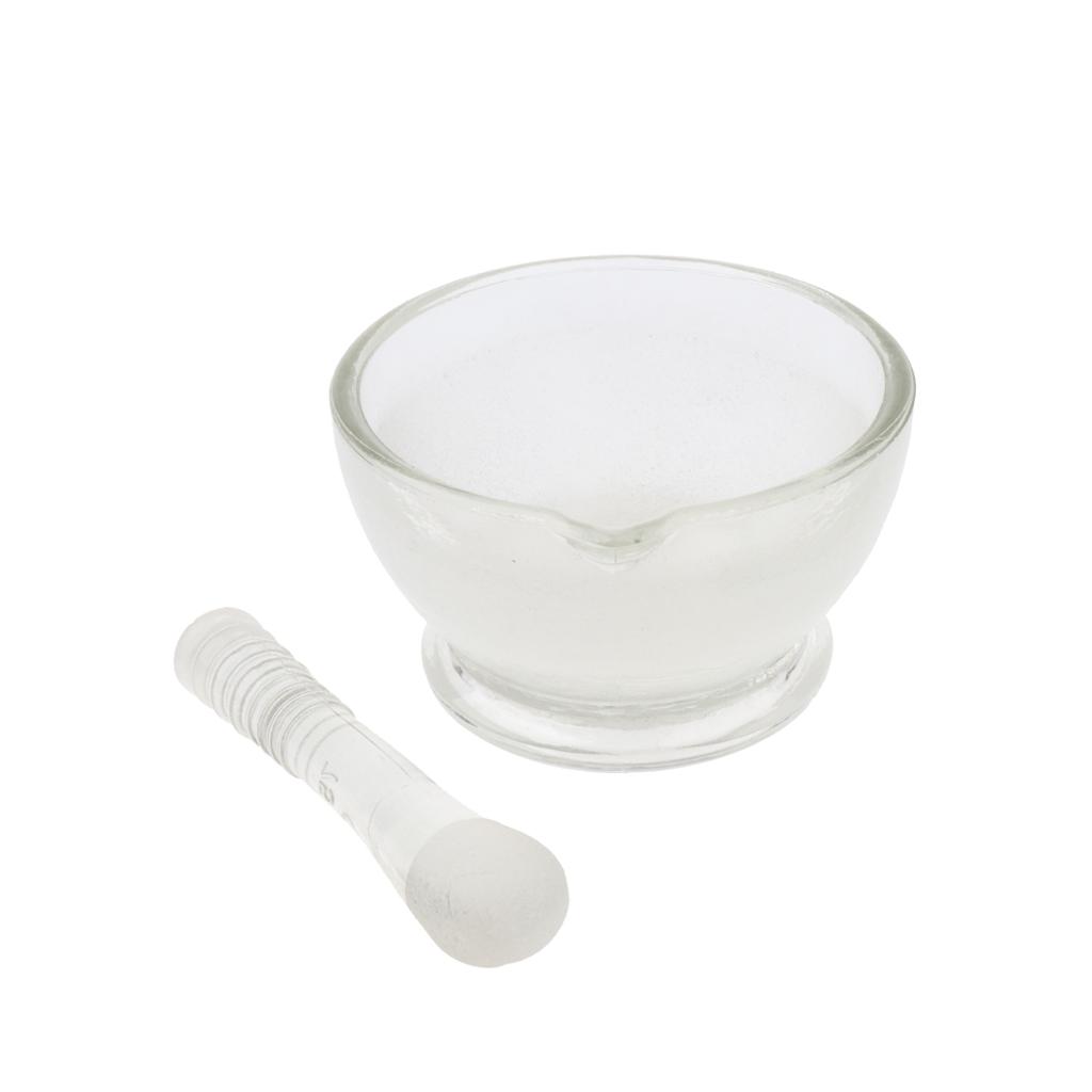 3xGlass Mortar with Pestle Lab Kitchen Spice Drug Grinder Mixer 75mm