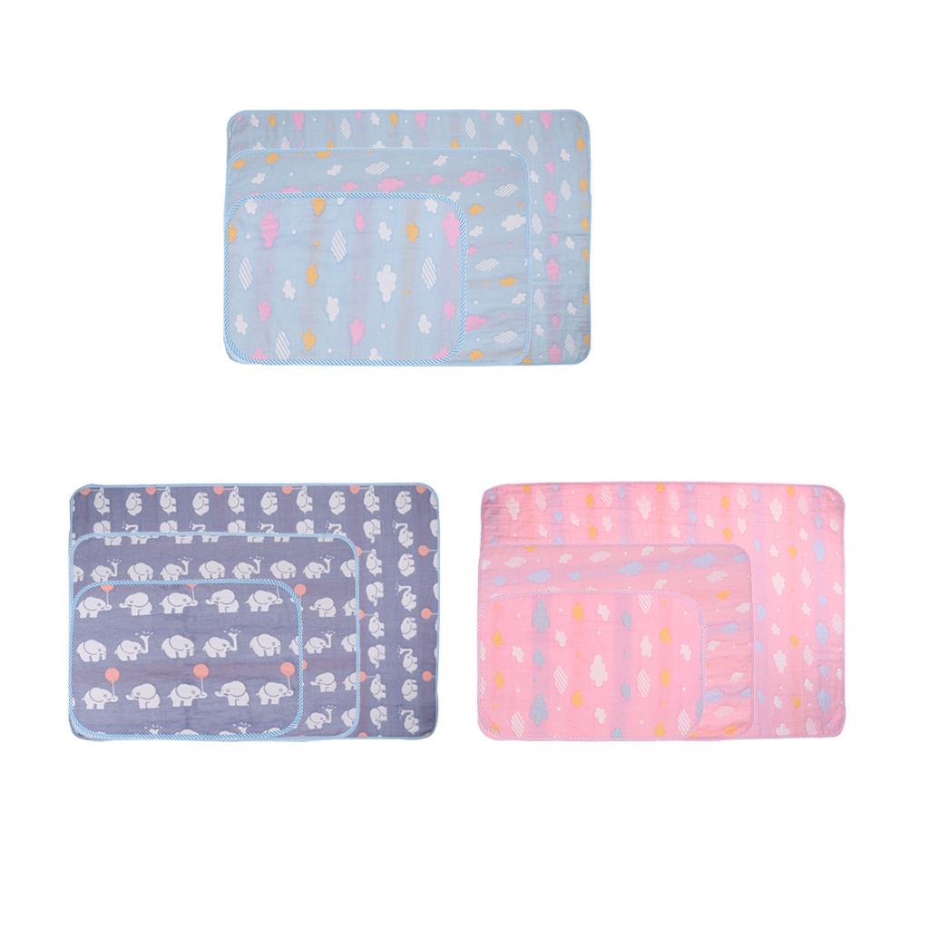 Baby Six-Layer Gauze Padding Mattress Changing Diaper Pad  Blue elephant  30x45cm