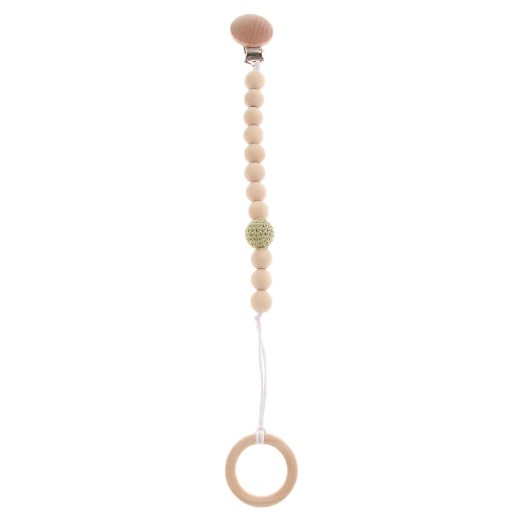 Wooden Beaded Baby Dummy Holders Pacifier Clips Soother Chains Style3