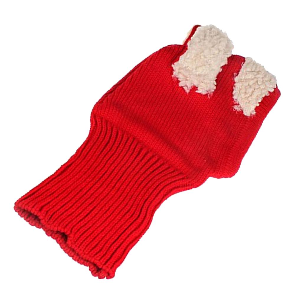 Baby Winter Beanie Warm Hat Hooded Scarf Earflap Knitted Cap Red