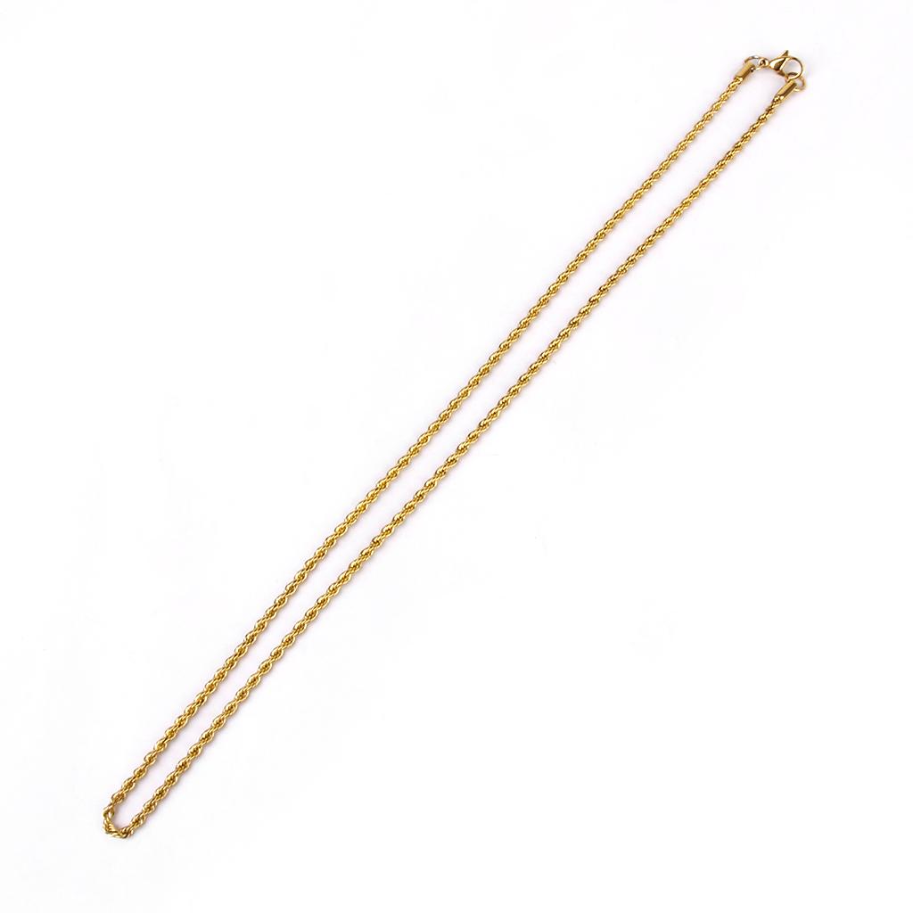 Unisex Fashion Stainless Steel Twist Chain Necklace 24K Gold Plated